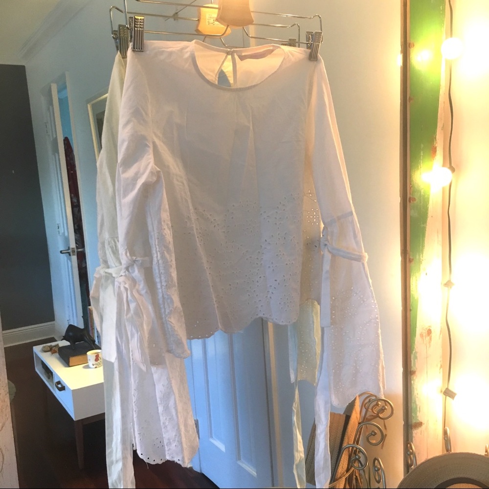 White eyelet detail top - Zara